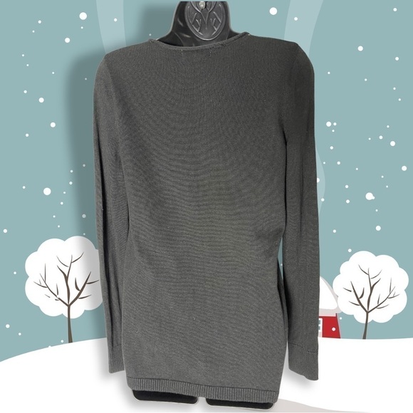 CALVIN Klein Crewneck Gold Embellished Long Sleeve Black Sweater Size Small - Picture 7 of 8
